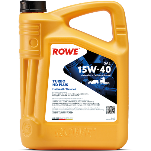 Моторное масло ROWE HIGHTEC TURBO HD SAE 15W-40 PLUS