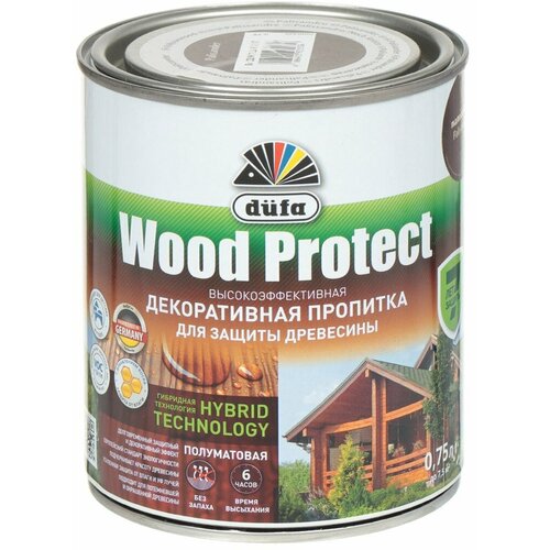 Пропитка Dufa, Wood Protect, для дерева, белая, 0.75 л