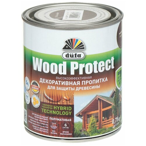 Пропитка Dufa, Wood Protect, для дерева, орех, 0.75 л