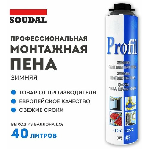Профессиональная монтажная пена Soudal Profil 1000 мл, зимняя