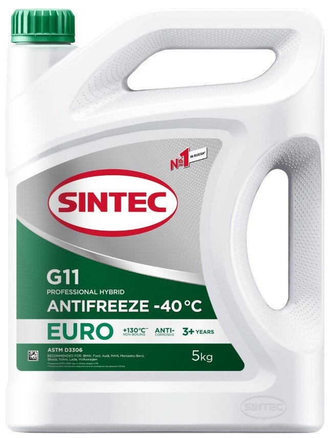 Антифриз Sintec Euro зеленый G11 (-40) 5 кг SINTEC 990554 | цена за 1 шт