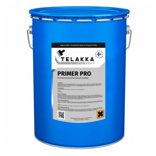 Профессиональный быстросохнущий битумный праймер для пористых, шероховатых, пыльных поверхностей TELAKKA PRIMER PRO 16кг