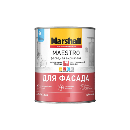 Marshall Краска Marshall Maestro Фасадная глубокоматовая акриловая 9 л. База Bw (Белый)