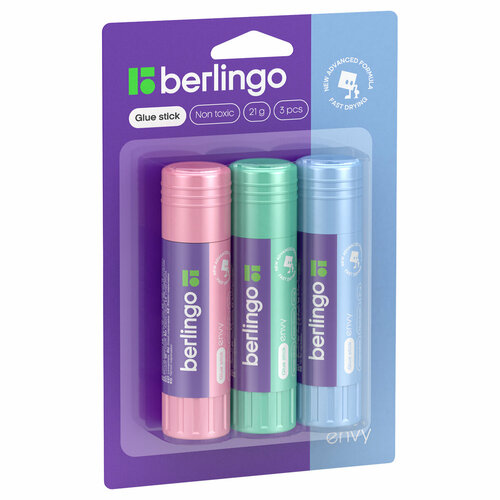 Клей-карандаш Berlingo "Envy", 21г, 3шт в блистере, ПВП