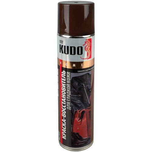 Краска-аэрозоль для гладкой кожи Kudo KU-5242, 400 мл, коричневая