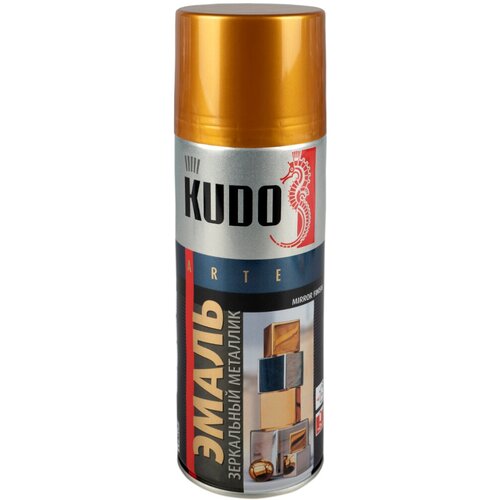 Аэрозольная акриловая краска зеркальный металлик Kudo KU-1034, 520 мл, зеркальное золото