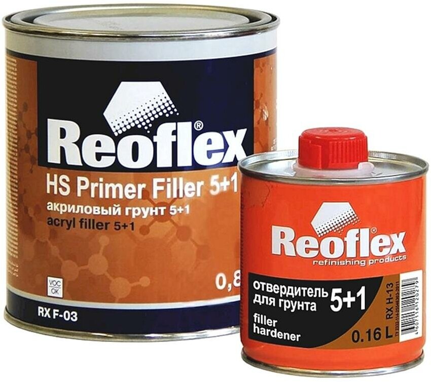 Грунт акриловый Reoflex RX F-03 5+1 HS Primer Filler белый 0,8 л. с отвердителем 0,16 л.