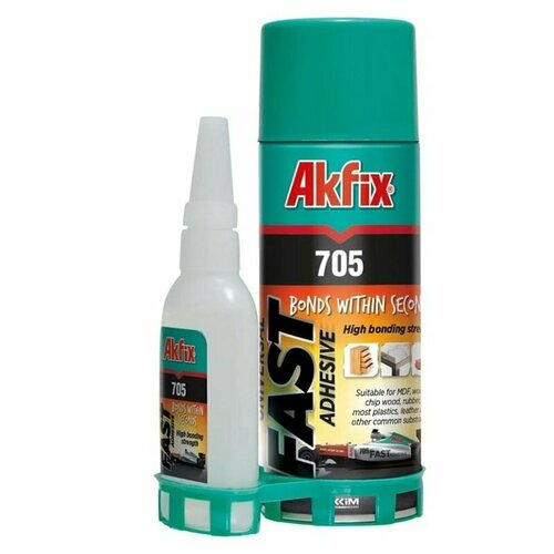 Клей Akfix (Акфикс) 705 цианоакрилатный двухкомпонентный прозрачный 50 + 200 мл