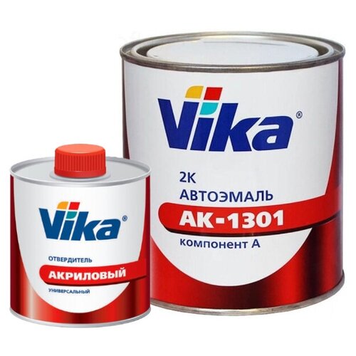 Комплект Автоэмаль АК-1301, цвет 202 Белая, акриловая, с отвердителем 2К вика (0.85 кг Эмаль + 0,212 кг отвердитель) Vika / Вика