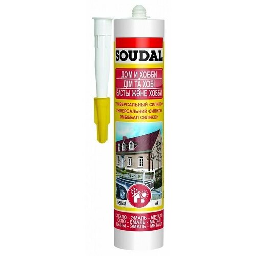 Герметик силиконовый Soudal универсальный, серый, 300 мл 105908