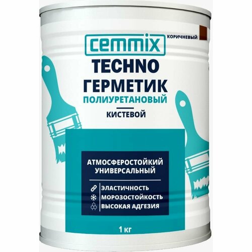 CEMMIX Герметик полиуретановый "Кистевой", банка 1 кг, цвет коричневый 85498728