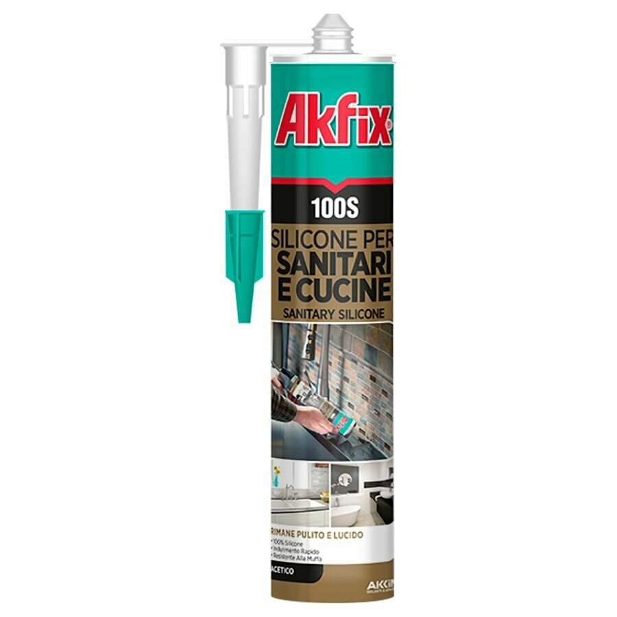 Akfix 100S Санитарный силикон, 280 мл. Белый(24шт)