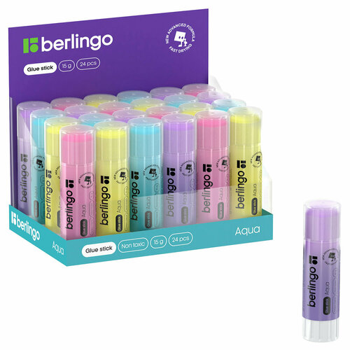 Клей-карандаш Berlingo "Aqua", 15г, цветной, ПВП, 3 штуки
