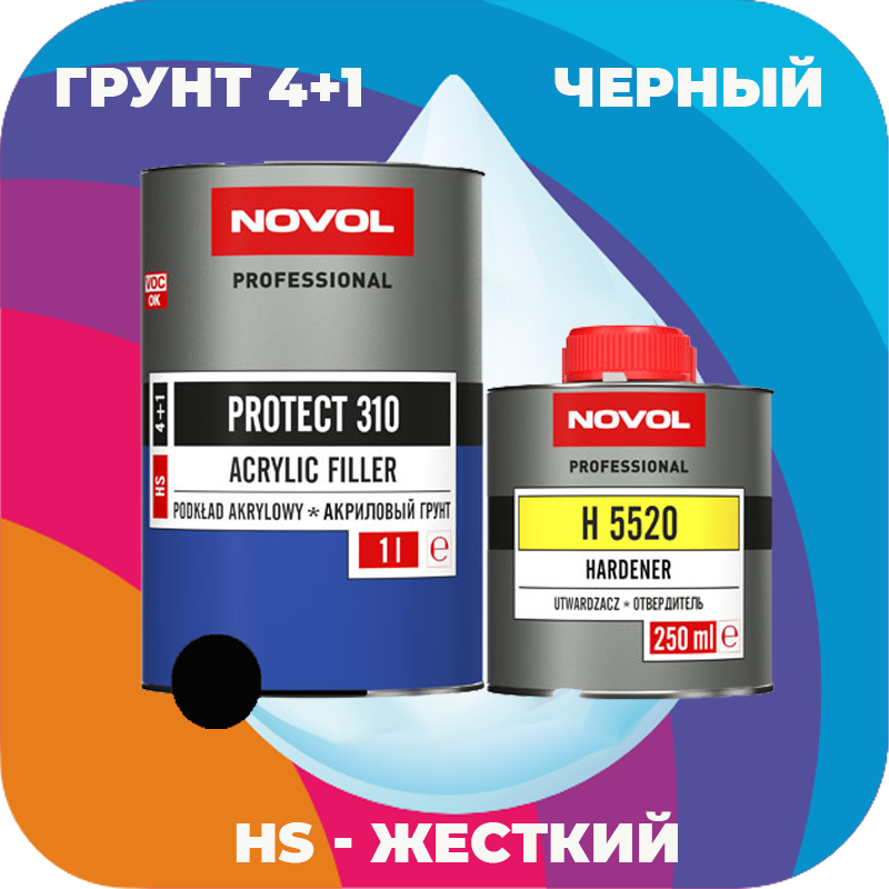 Акриловый грунт 4+1 (HS) черный Novol PROTECT 310 (1,0л+0,25л)