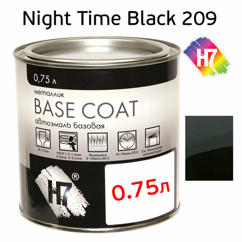 Автоэмаль H7 (0.75л) Toyota 209 Night Time Black (эталон Mobihel) черный перламутр