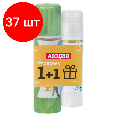 Комплект 37 шт, Клей-карандаш Crown Expert 22 г + подарок Клей-карандаш Crown 8г, термоусадка