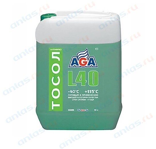 Антифриз AGA сине-зеленый (-40/+115) готовый 10 кг AGA AGA009L | цена за 1 шт