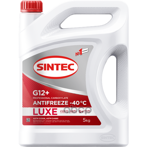 Антифриз Готовый G12+ 5Кг Sintec Antifreeze Lux G12+ Антифриз Готовый Красный (5Кг / 4,42Л) SINTEC арт. 614503