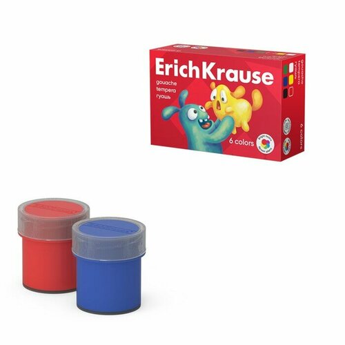 ErichKrause Гуашь 6 цветов х 20 мл, ErichKrause "Jolly Friends", в картонной упаковке