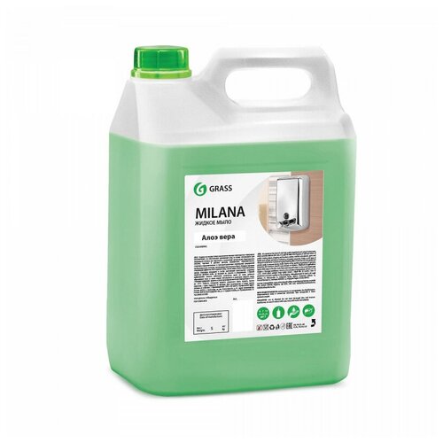 Комплект 4 штук, Крем-мыло жидкое ПРОФ ароматизированное Grass/MILANA Алоэ вера, 5л