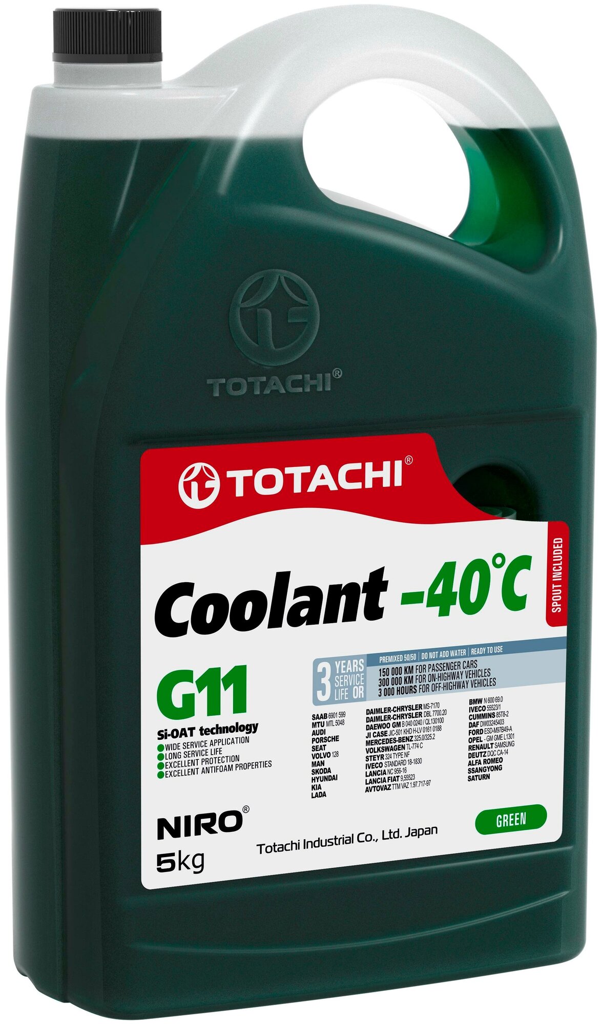 Охлаждающая Жидкость TOTACHI NIRO Coolant Green -40C G11 1кг