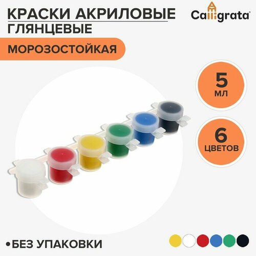 Краска акриловая, набор 6 цветов х 5 мл, Shine, Calligrata Kid Shine, без упаковки