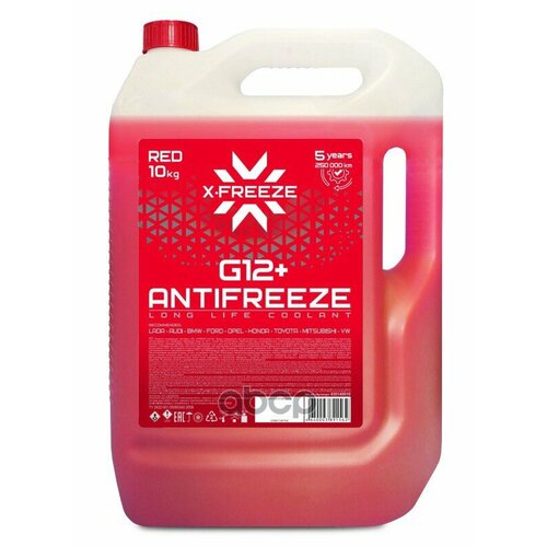 Антифриз X-Freeze Red G12+, 10Кг Антифриз Готовый, Красный, -40°С, Соотв. Astm D3306 И D4985 X-FREEZE арт. 430140010