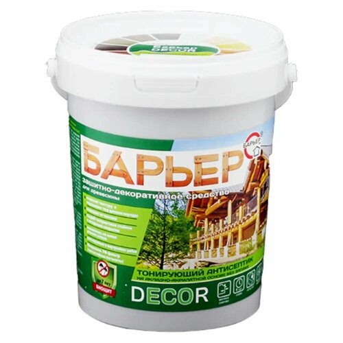 Защитно-декоративный антисептик для древесины лессирующий Барьер-Decor полуматовый цвет дуб 0.9 кг