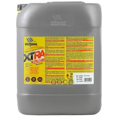 5W30 XTRA C3, SN 20L (синт. моторное масло) BARDAHL 34108 | цена за 1 шт