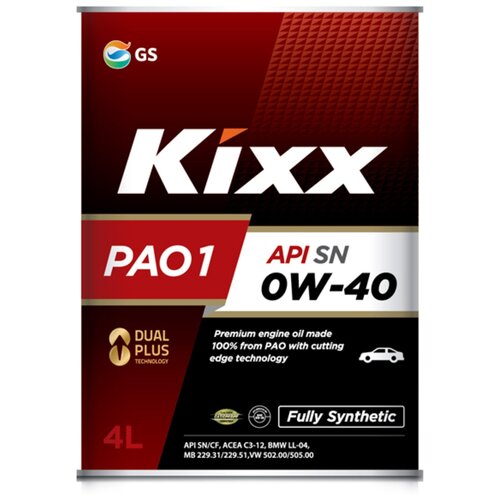 KIXX L208444TE1 Масло моторное Kixx PAO 1 0w-40 API SN, ACEA A3/B4/C3 4л L208444TE1