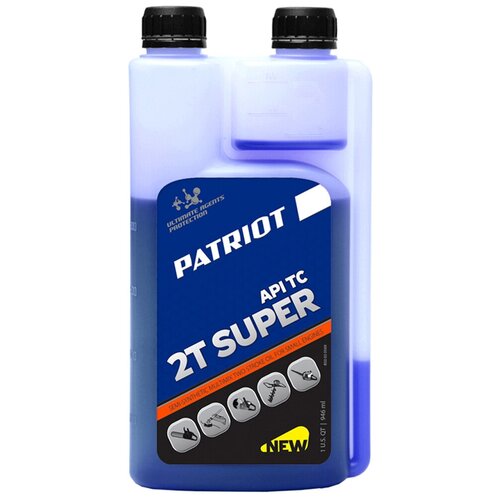 Масло моторное полусинтетическое Patriot Super Active 2T, с дозатором, 0,946 л
