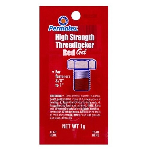 PERMATEX Клей для резьбы силной фиксации High Strength Threadlocker Red, 1 г PERMATEX 09979