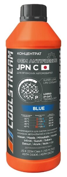 Антифриз Coolstream Antifreeze Jpn Концентрат (Синий) Япония 1,7кг -40°с. Coolstream арт. CS-011014-C