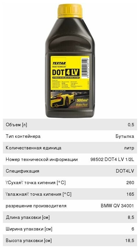 Тормозная жидкость DOT 4 (1L) TEXTAR 95002200