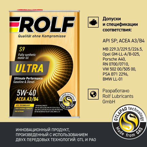 Моторное масло Rolf Ultra 5W40 A3/B4 SP 4л