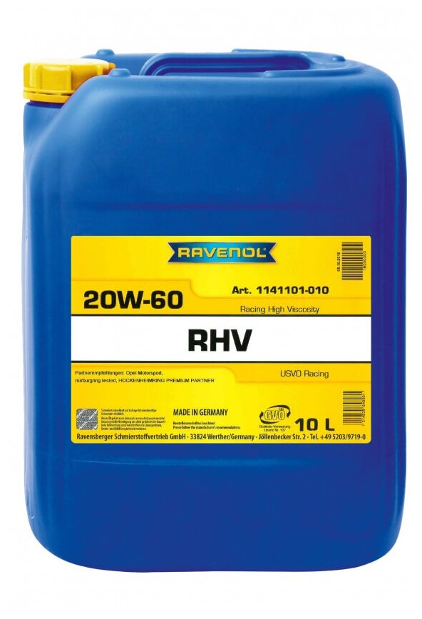 Синтетическое моторное масло RAVENOL RHV Racing High Viscosity SAE 20W-60, 4 л