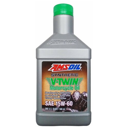 Синтетическое моторное масло AMSOIL V-Twin Synthetic Motorcycle Oil 15W-60, 0.946 л