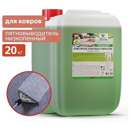 Clean&Green Очиститель ковровых покрытий низкопенный, 20 л, 20 кг, зеленый