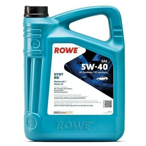 ROWE Rowe Масло 5w40 Hightec Synt Rsi A3/B4 Api Sn Rowe 4 Л. 20068004099