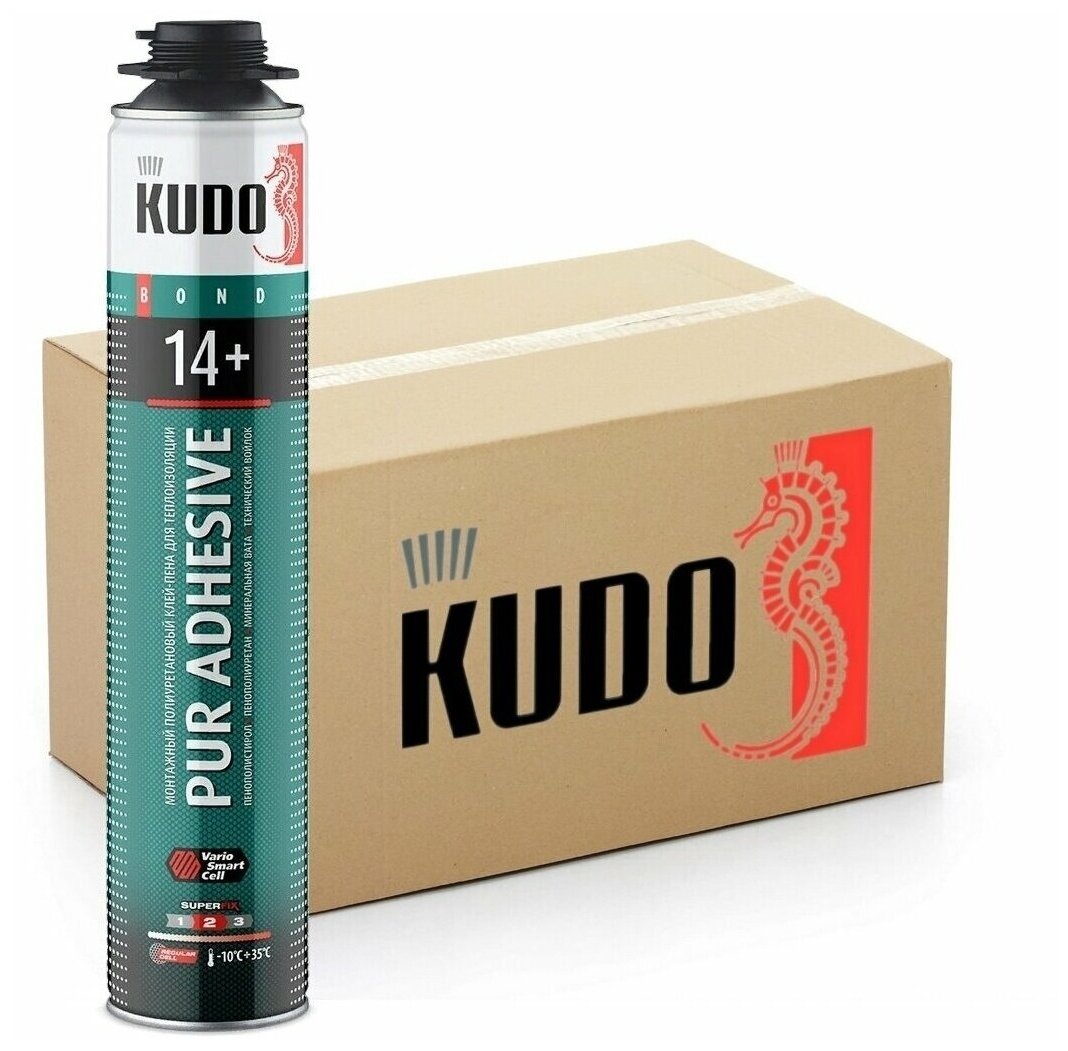 KUDO PUR ADHESIVE PROFF 14+ Клей-пена монтажный для теплоизоляции 12шт.