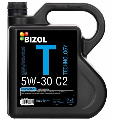 BIZOL 81226 Масло моторное 5W30 BIZOL 4л НС-синтетика Technology C2 API SN/CF (Азия)
