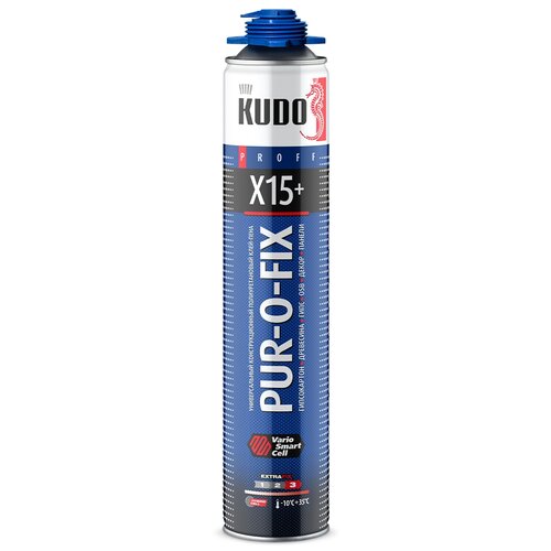 Кудо X15+ клей пена универсальный конструкционный (1л) / KUDO Pur-o-Fix X15+ пена-клей конструкционная профессиональная (1л) всесезонная