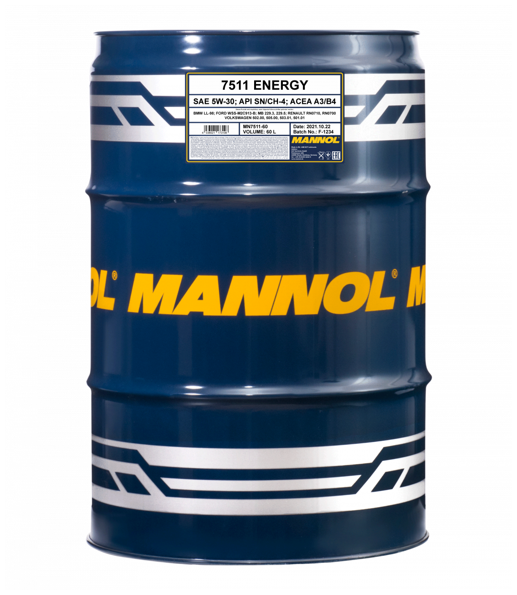 Моторное масло MANNOL Energy SAE 5W-30 SL синтетическое 4 л