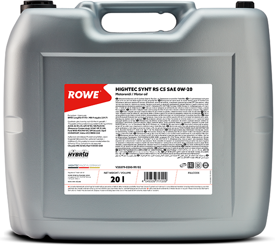 ROWE моторное масло Hightec synt RS C5 SAE 0W-20, 5л.