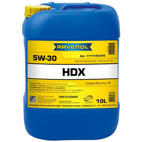 Моторное масло RAVENOL HDX SAE 5W-30 (10л)