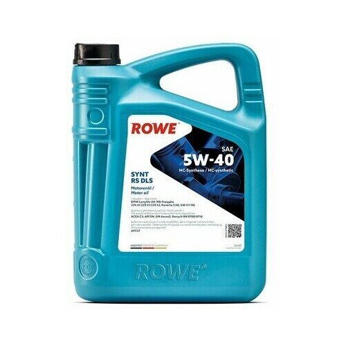 HC-синтетическое моторное масло Rowe HIGHTEC SYNT RS DLS SAE 5W-40 5л. арт. 20307-0050-99