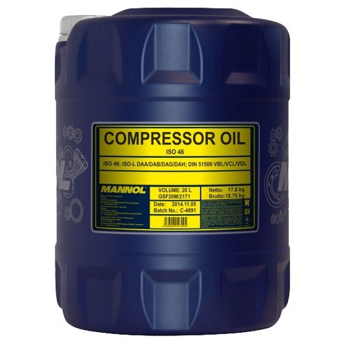 MANNOL 1935 Масло компр. Compressor Oil ISO 46 20 л. 1шт