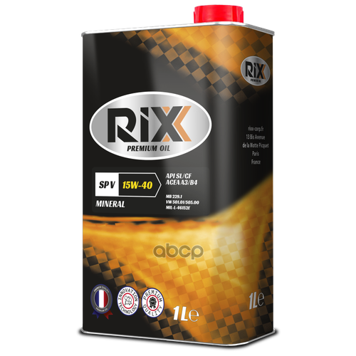 RIXX Масло Моторное Минеральное Rixx Sp V 15w-40 Api Sl/Cf Acea A3/B4 1 Л