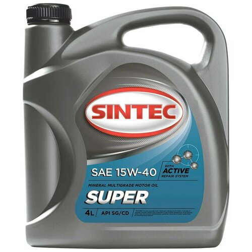 Моторное масло SINTEC SUPER SAE 15W-40 API SG/CD, минеральное, 4 л