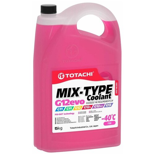 Жидкость Охлаждающая Низкозамерзающая Totachi Mix-Type Coolant Pink -40c G12evo 5кг TOTACHI арт. 46805
